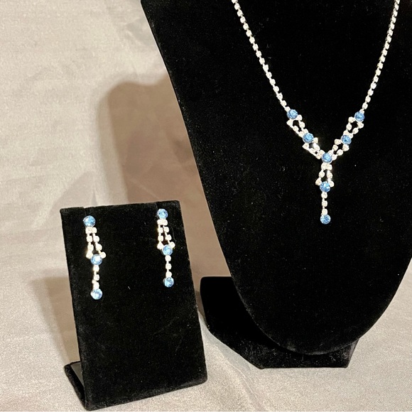 Prom/Special Occasion Necklace and Earrings, Light Blue - Picture 3 of 15